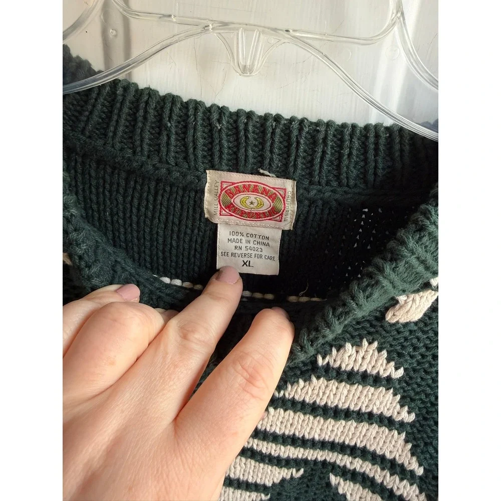 Vintage 1980's Banana Republic Chunky Knit Crewneck Aztec Pattern Sweater XL‎